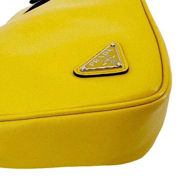 Prada  Triangle Leather Clutch Yellow - Picture 8 of 13
